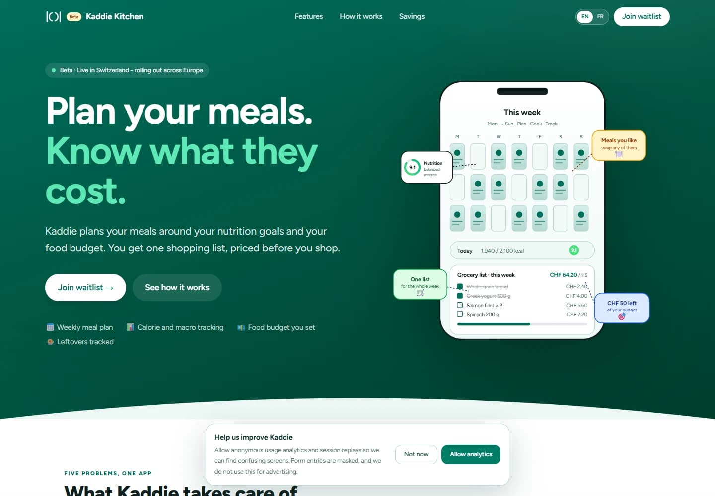 Kaddie Kitchen website screenshot